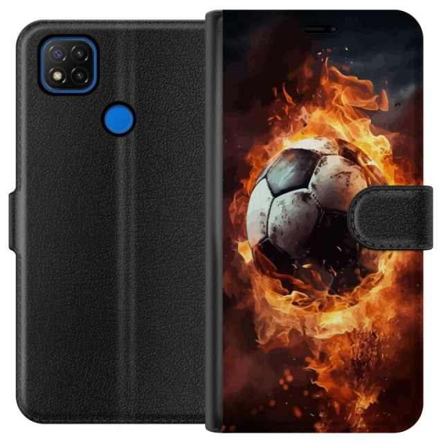 Portemonnee-hoesje voor Xiaomi Redmi 9C met Voetbal ontwerp