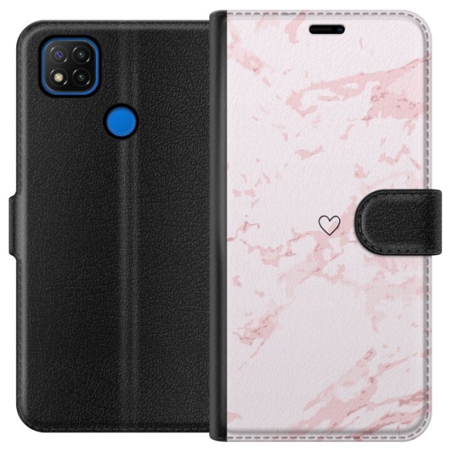 Portemonnee-hoesje voor Xiaomi Redmi 9C met Roze Hart ontwerp