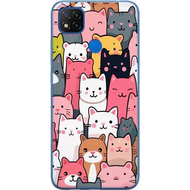 Mobiele hoes voor Xiaomi Redmi 9C NFC met Kattenpatroon ontwerp
