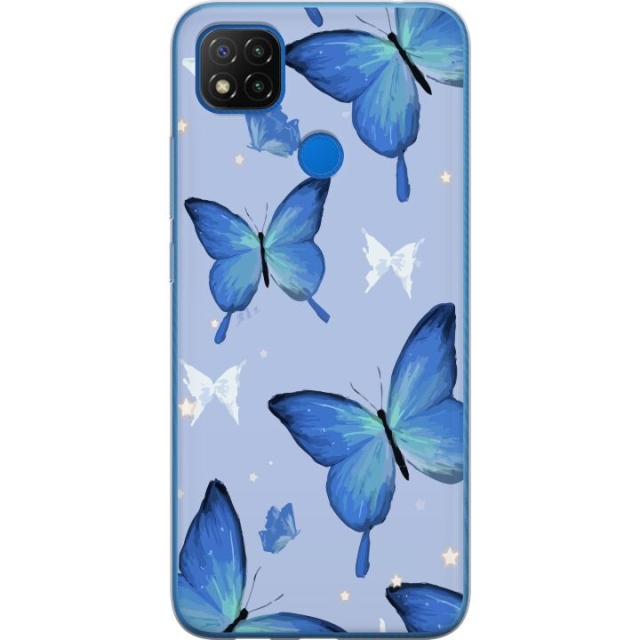 Mobiele hoes voor Xiaomi Redmi 9C NFC met Blauwe vlinders ontwerp