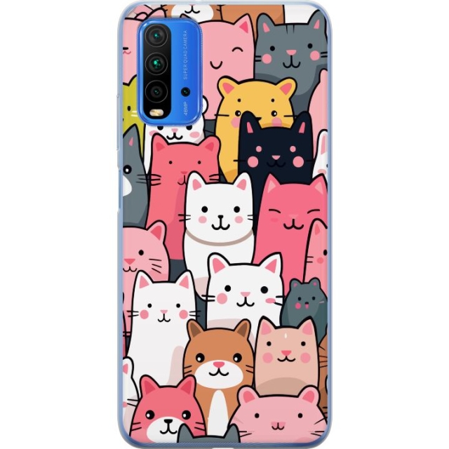 Mobiele hoes voor Xiaomi Redmi 9T met Kattenpatroon ontwerp