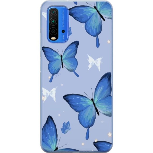 Mobiele hoes voor Xiaomi Redmi 9T met Blauwe vlinders ontwerp