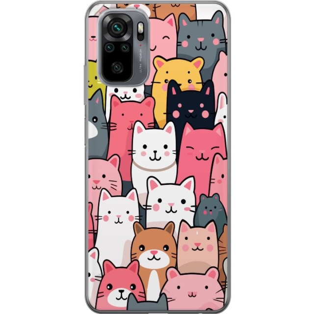 Mobiele hoes voor Xiaomi Redmi Note 10 met Kattenpatroon ontwerp
