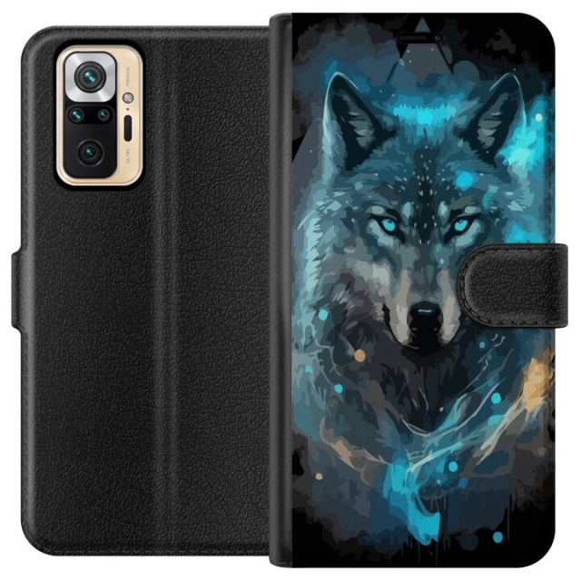 Portemonnee-hoesje voor Xiaomi Redmi Note 10 Pro met Wolf ontwerp