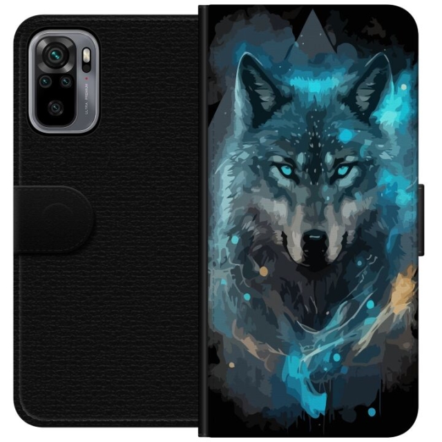 Portemonnee-hoesje voor Xiaomi Redmi Note 10S met Wolf ontwerp