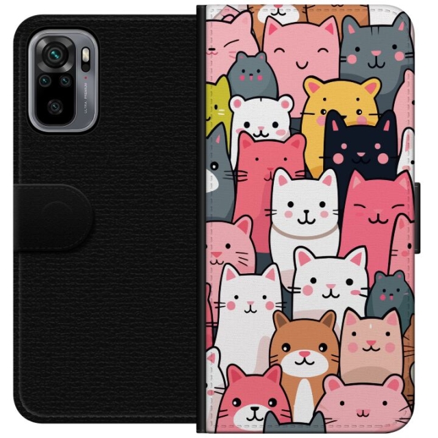 Portemonnee-hoesje voor Xiaomi Redmi Note 10S met Kattenpatroon ontwerp
