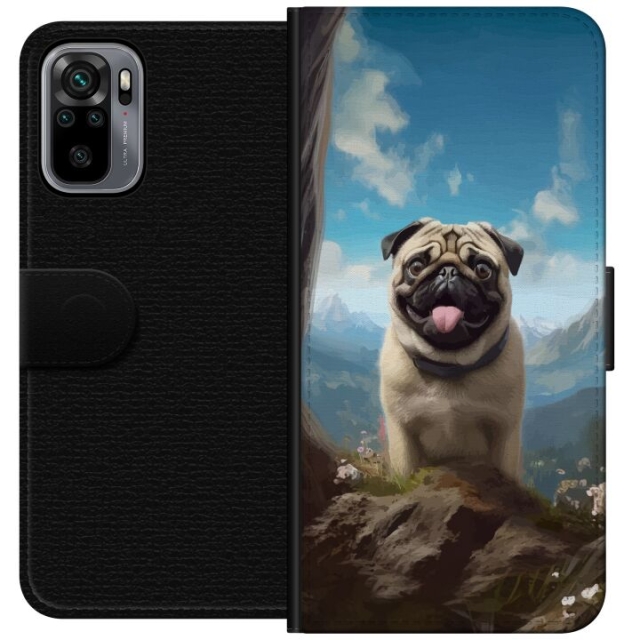 Portemonnee-hoesje voor Xiaomi Redmi Note 10S met Blije Hond ontwerp