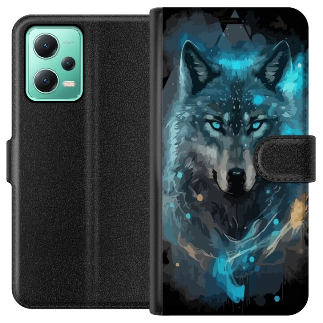 Portemonnee-hoesje voor Xiaomi Redmi Note 12 met Wolf ontwerp