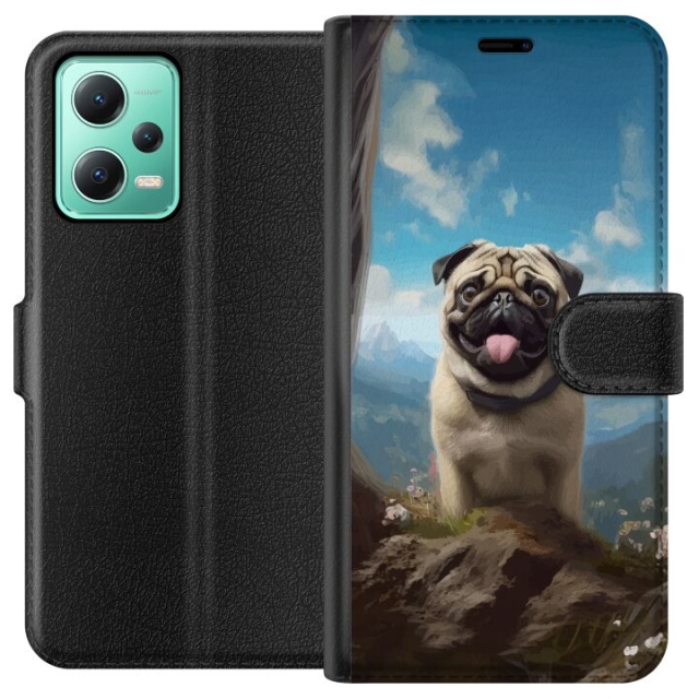 Portemonnee-hoesje voor Xiaomi Redmi Note 12 met Blije Hond ontwerp