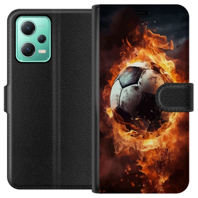 Portemonnee-hoesje voor Xiaomi Redmi Note 12 met Voetbal ontwerp