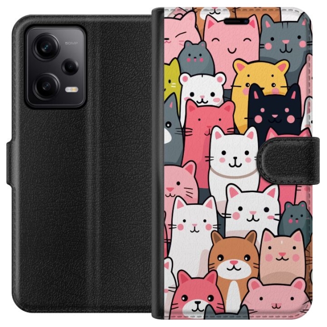 Portemonnee-hoesje voor Xiaomi Redmi Note 12 Pro met Kattenpatroon ontwerp