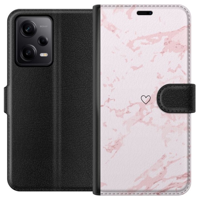 Portemonnee-hoesje voor Xiaomi Redmi Note 12 Pro met Roze Hart ontwerp