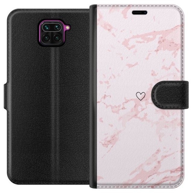 Portemonnee-hoesje voor Xiaomi Redmi Note 9 met Roze Hart ontwerp