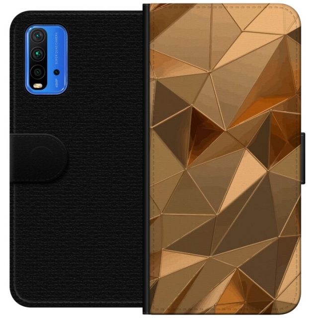 Portemonnee-hoesje voor Xiaomi Redmi Note 9 4G met 3D Goud ontwerp
