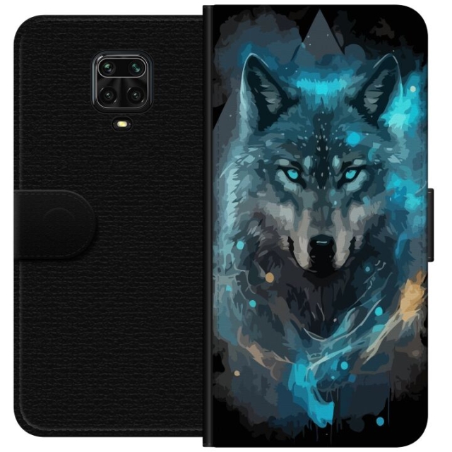 Portemonnee-hoesje voor Xiaomi Redmi Note 9S met Wolf ontwerp