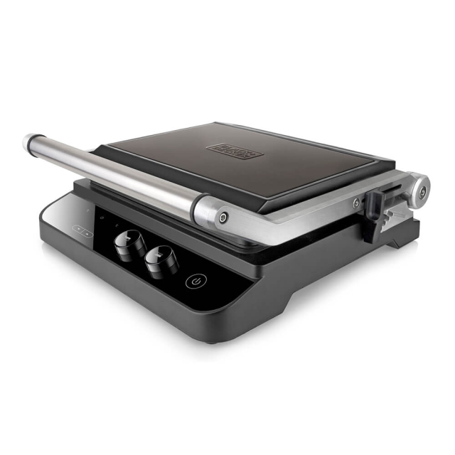 BLACK+DECKER Contact Grill Temp Control Extra Plattor 2000W Brushed