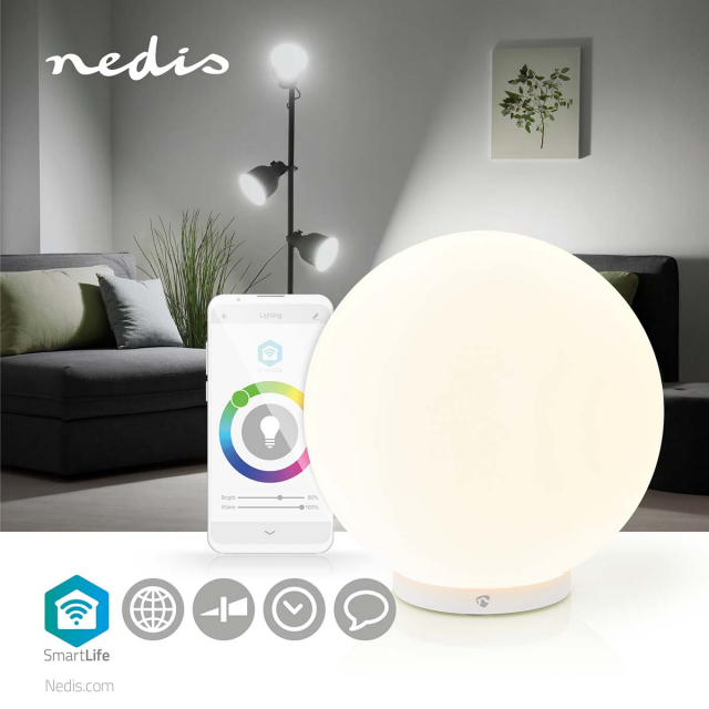 Nedis SmartLife Sfeerverlichting | Wi-Fi | Rond | | 360 lm | RGB / Warm tot Koel Wit | 2700 - 6500 K | 5 W | Glas | 1 Stuks