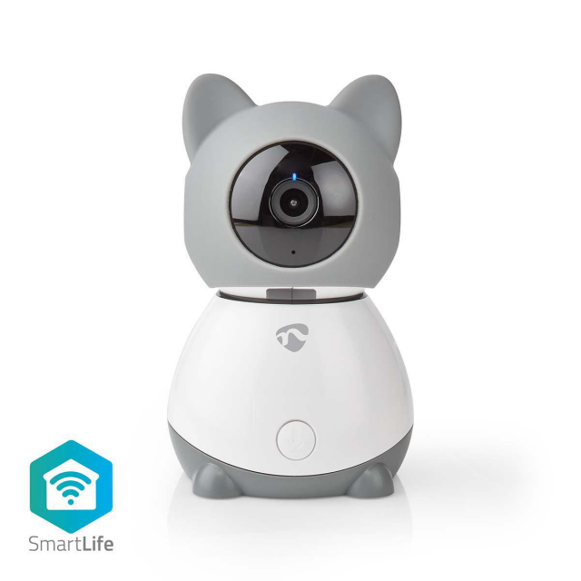 Nedis SmartLife Camera voor Binnen | Full HD 1080p | Pan tilt | Cloud Opslag (optioneel) / microSD (niet inbegrepen) | Met bewegingssensor | Nachtzicht | Grijs / Wit