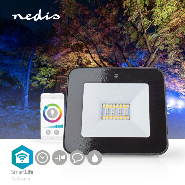 Nedis Smartlife Buitenlamp | 1600 lm | Wi-Fi | 20 W | RGB / Warm tot Koel Wit | 2700 - 6500 K | Aluminium | Android™ / IOS