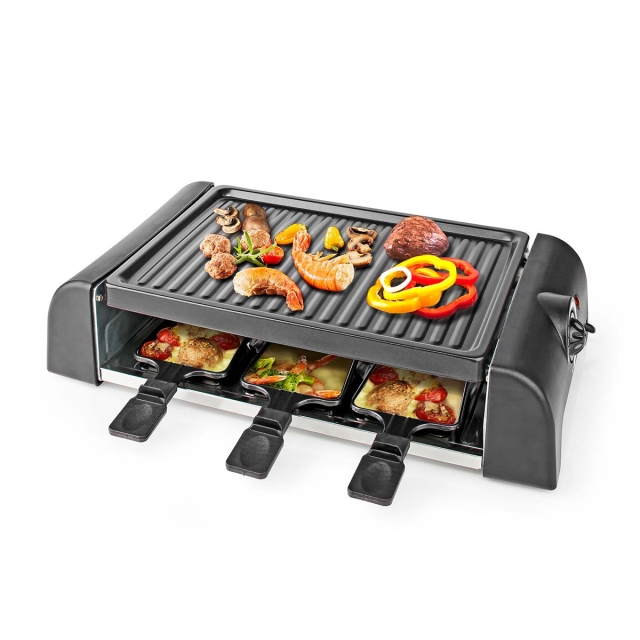 Nedis Gourmet / Raclette | Grill | 6 Personen | Spatel | Temperatuurinstelling | Anti-aanbak laag | Rechthoek