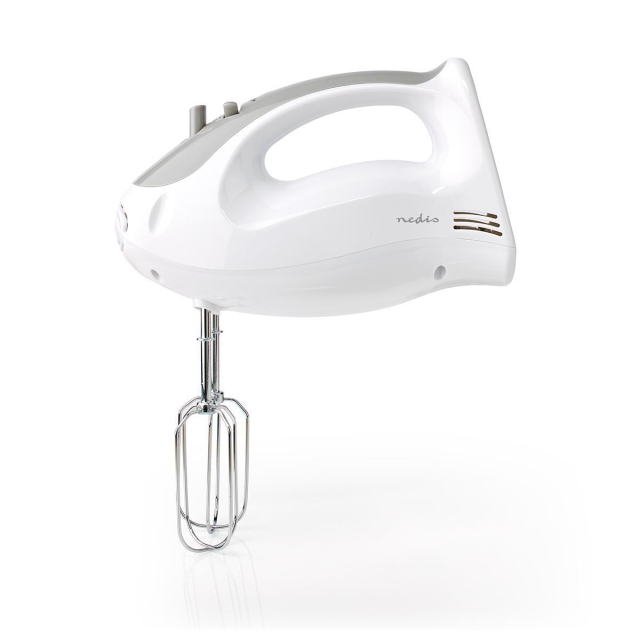 Nedis Handmixer | 200 W | 5-Snelheden | Turbo-functie | 2 Deeghaken / 2 Kloppers | Grijs / Wit