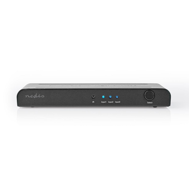 Nedis HDMI™-Switch | 3 poort(en) | 3x HDMI™ Input | 1x HDMI™ Output | 4K@60Hz | 18 Gbps | Afstandbestuurbaar | Metaal | Antraciet