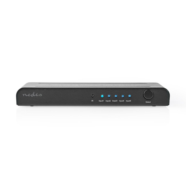 Nedis HDMI™-Switch | 5-Poorts poort(en) | 5x HDMI™ Input | 1x HDMI™ Output | 4K@60Hz | 18 Gbps | Afstandbestuurbaar | Metaal | Antraciet