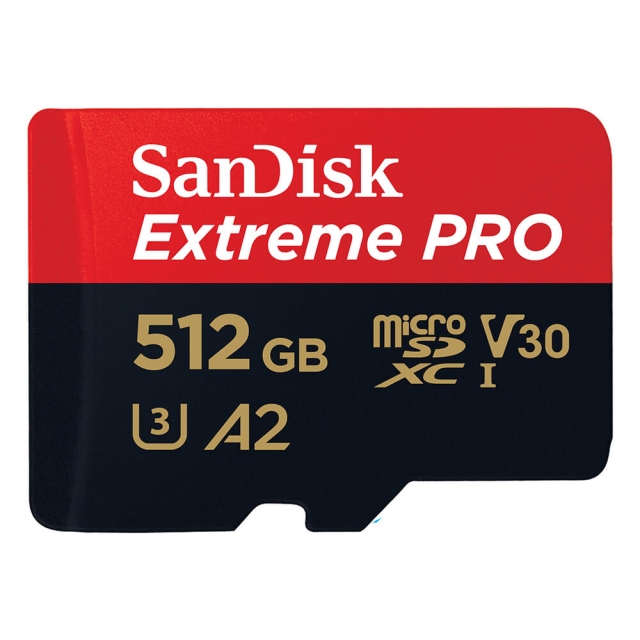 MicroSDXC Extreme Pro 512GB 200MB/s A2 C10 V30 UHS-I