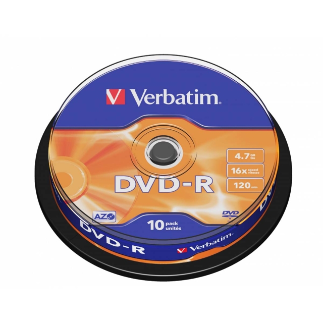 DVD-R 16X 4.7GB 10 Pack Spindel Mat Zilver