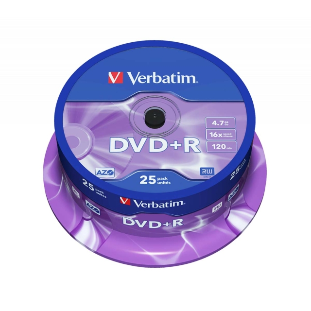 DVD+R AZO 16x 4.7GB 25 Pack Spindel Mat Zilver