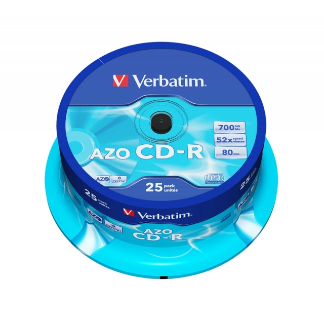 CD-R AZO Crystal 700 MB 52x 25 Pack Spindel