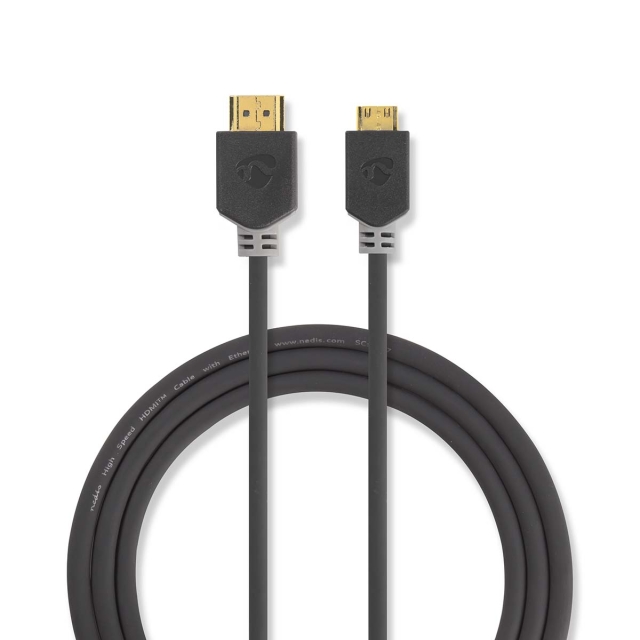 Nedis High Speed HDMI™-Kabel met Ethernet | HDMI™ Connector | HDMI™ Mini-Connector | 4K@60Hz | 18 Gbps | 2.00 m | Rond | PVC | Antraciet | Window Box