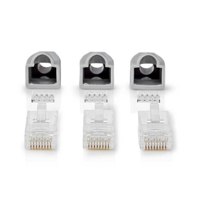 Nedis RJ45-Connector | Male | Solid UTP CAT6 | Recht | Verguld | 10 Stuks | PVC | Grijs | Doos