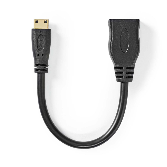 Nedis High Speed ​​HDMI™-Kabel met Ethernet | HDMI™ Mini-Connector | HDMI™ Output | 4K@30Hz | 10.2 Gbps | 0.20 m | Rond | PVC | Zwart | Envelop