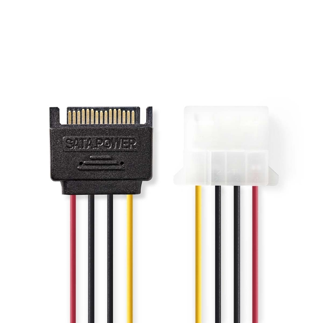 Nedis Interne Voedingskabel | SATA 15-Pins Male | Molex Female | Verguld | 0.15 m | Rond | PVC | Multicolour | Envelop