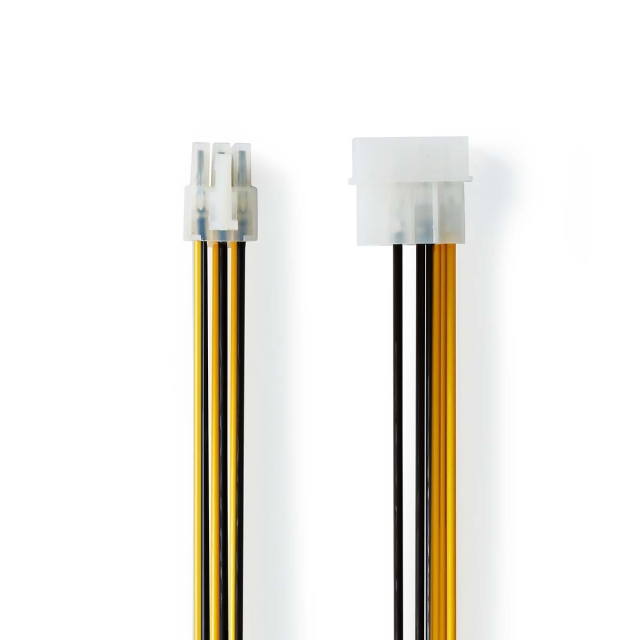 Nedis Interne Voedingskabel | Molex Male | PCI-Express Male | Verguld | 0.20 m | Rond | PVC | Geel / Zwart | Envelop