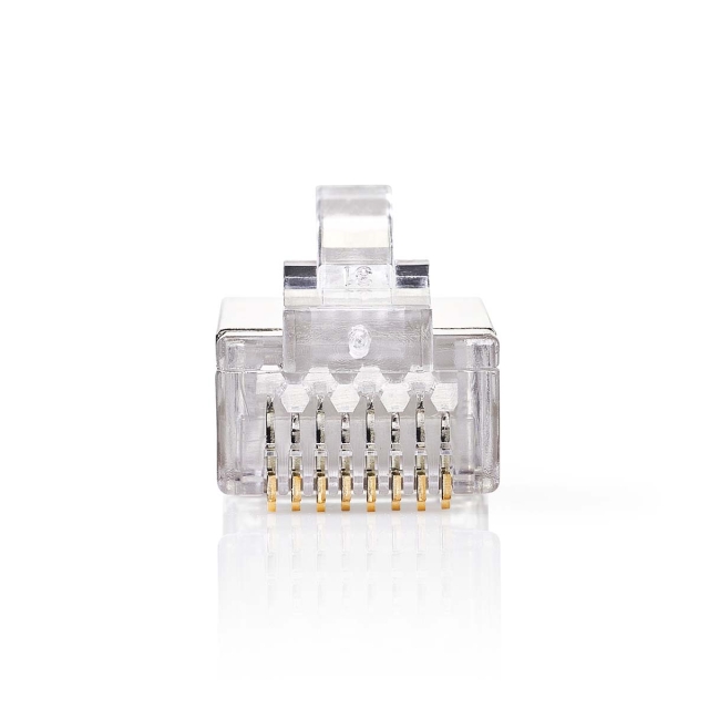Nedis RJ45-Connector | Male | Solid STP CAT5 | Recht | Verguld | 10 Stuks | PVC | Transparant | Doos
