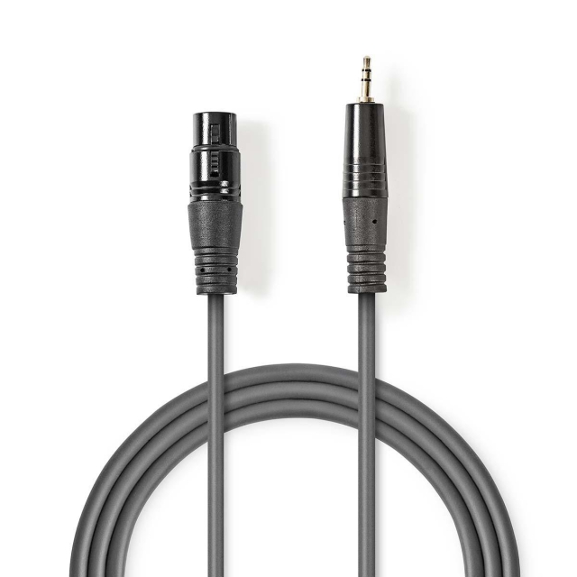 Nedis Gebalanceerde Audiokabel | XLR 3-Pins Female | 3,5 mm Male | Vernikkeld | 1.00 m | Rond | PVC | Donkergrijs | Kartonnen Sleeve