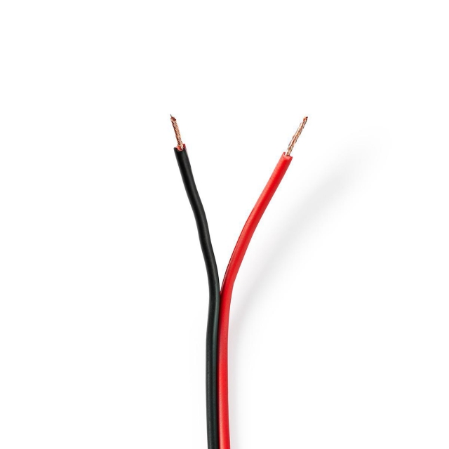 Nedis Speaker-Kabel | 2 x 0.75 mm² | Koper | 100.0 m | Rond | PVC | Rood / Zwart | Rol