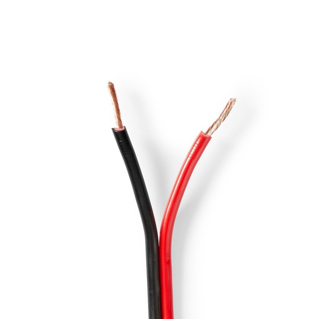Nedis Speaker-Kabel | 2 x 1.50 mm² | Koper | 100.0 m | Rond | PVC | Rood / Zwart | Rol