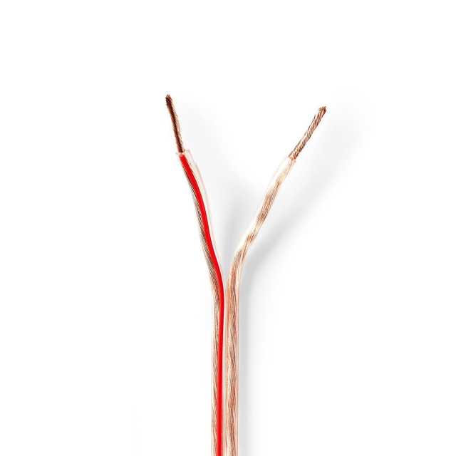 Nedis Speaker-Kabel | 2 x 1.50 mm² | Koper | 15.0 m | Rond | PVC | Transparant | Rol