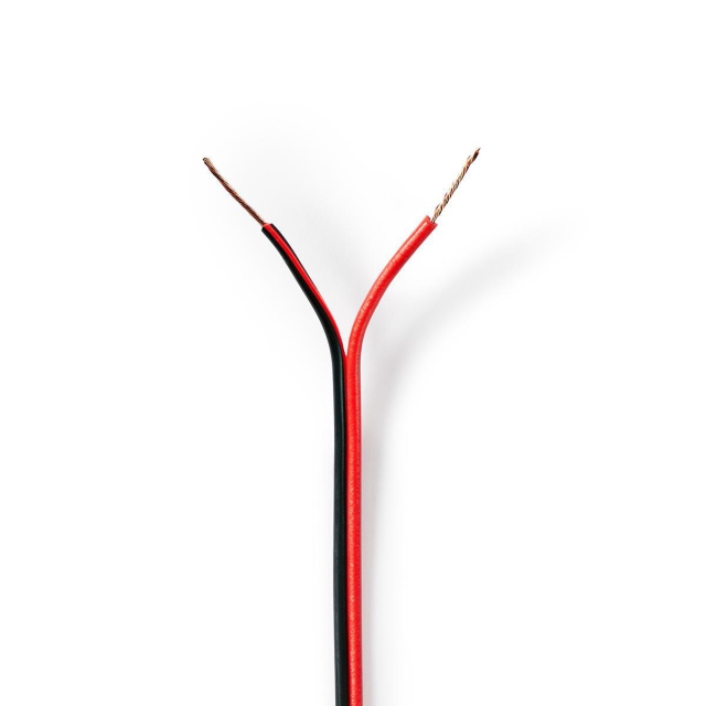 Nedis Speaker-Kabel | 2 x 0.50 mm² | CCA | 100.0 m | Rond | PVC | Rood / Zwart | Folieverpakking