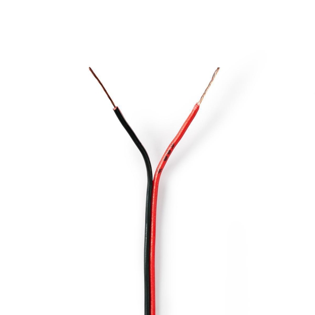 Nedis Speaker-Kabel | 2 x 0.35 mm² | CCA | 100.0 m | Rond | PVC | Rood / Zwart | Folieverpakking
