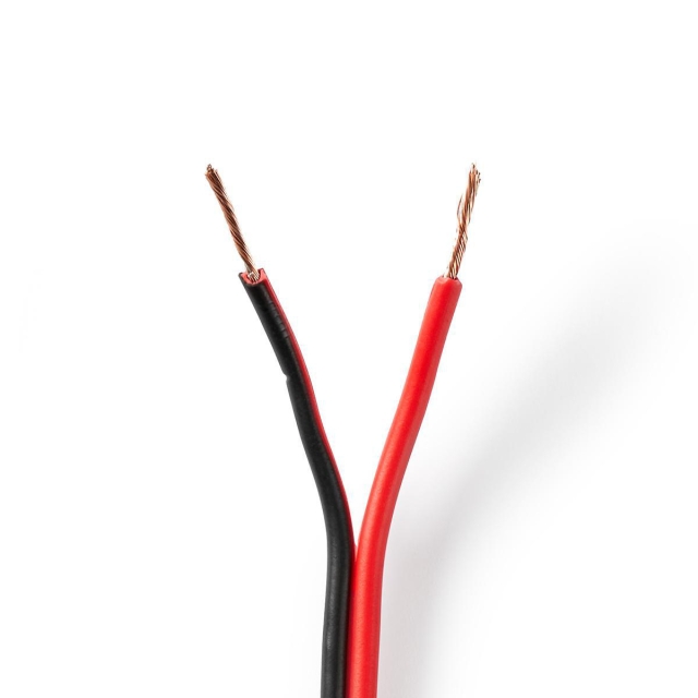 Nedis Speaker-Kabel | 2 x 0.75 mm² | CCA | 100.0 m | Rond | PVC | Rood / Zwart | Folieverpakking