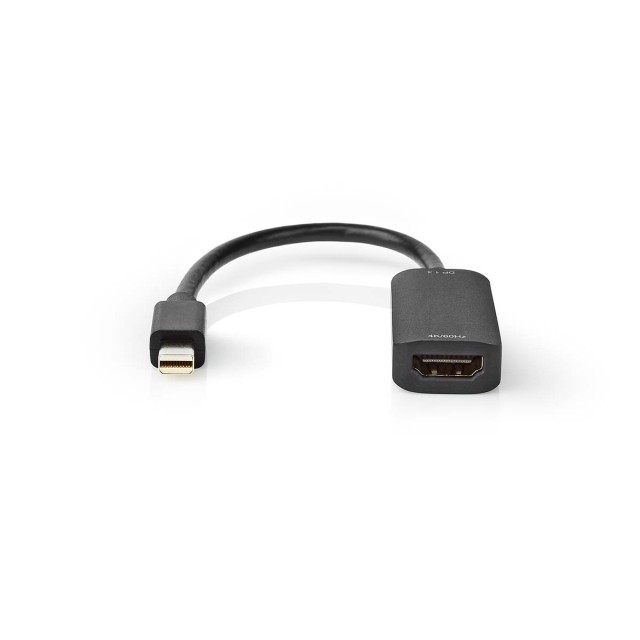 Nedis Mini DisplayPort-Kabel | DisplayPort 1.4 | Mini-DisplayPort Male | HDMI™ Output | 48 Gbps | Vernikkeld | 0.20 m | Rond | PVC | Zwart | Polybag