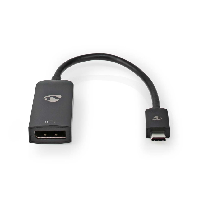 Nedis USB-C™ Adapter | USB 3.2 Gen 1 | USB-C™ Male | DisplayPort Female | 8K@30Hz | 0.20 m | Rond | Vernikkeld | PVC | Zwart | Doos