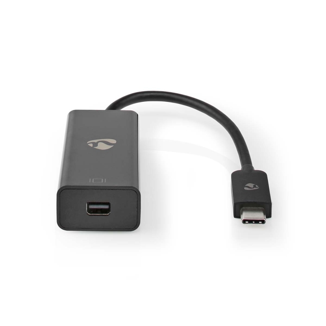 Nedis USB-C™ Adapter | USB 3.2 Gen 1 | USB-C™ Male | Mini DisplayPort Female | 8K@60Hz | 0.20 m | Rond | Vernikkeld | PVC | Zwart | Doos