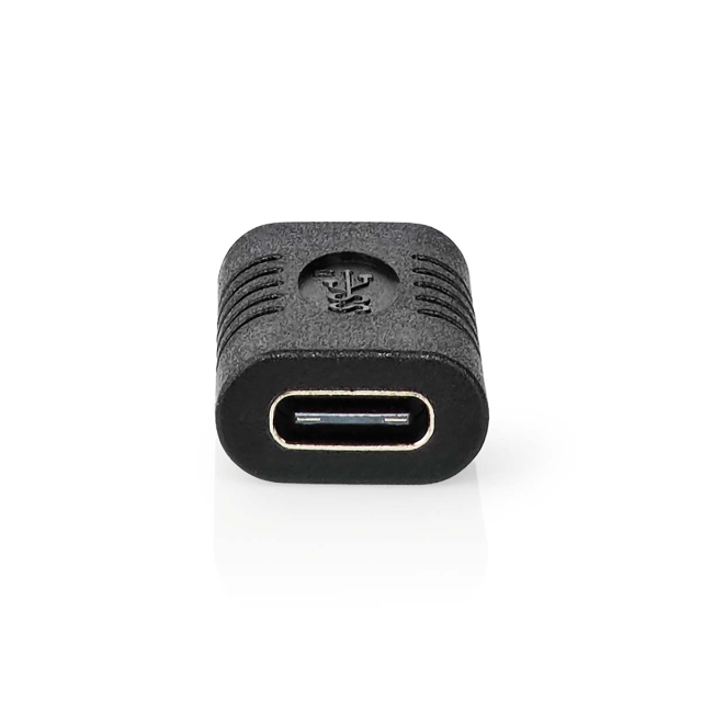 Nedis USB-C™ Adapter | USB 3.2 Gen 2 | USB-C™ Female | USB-C™ Female | 4K@60Hz | 10 Gbps | Rond | Vernikkeld | Zwart | Envelop