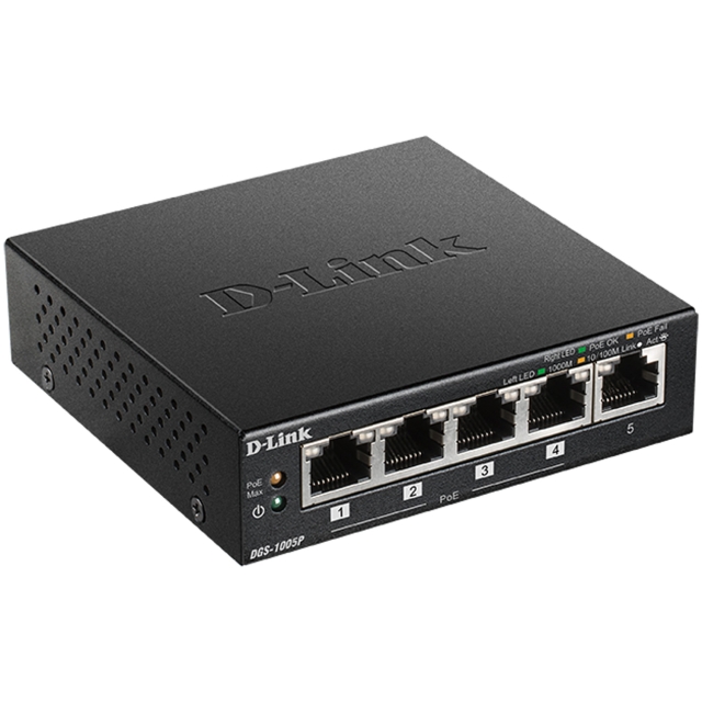 D-Link DGS-1005P 5-Port Gigabit PoE+