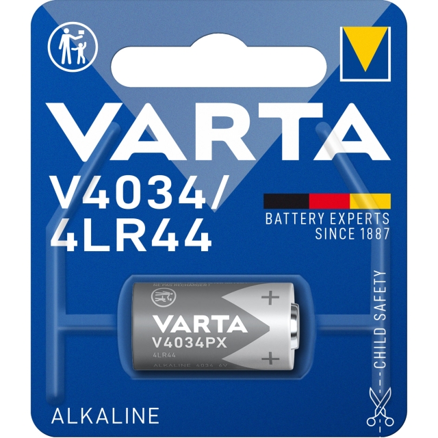 Varta 4LR44 (4034), 1 stk. blister Alkali-mangaan batterij (alkaline), 6 V